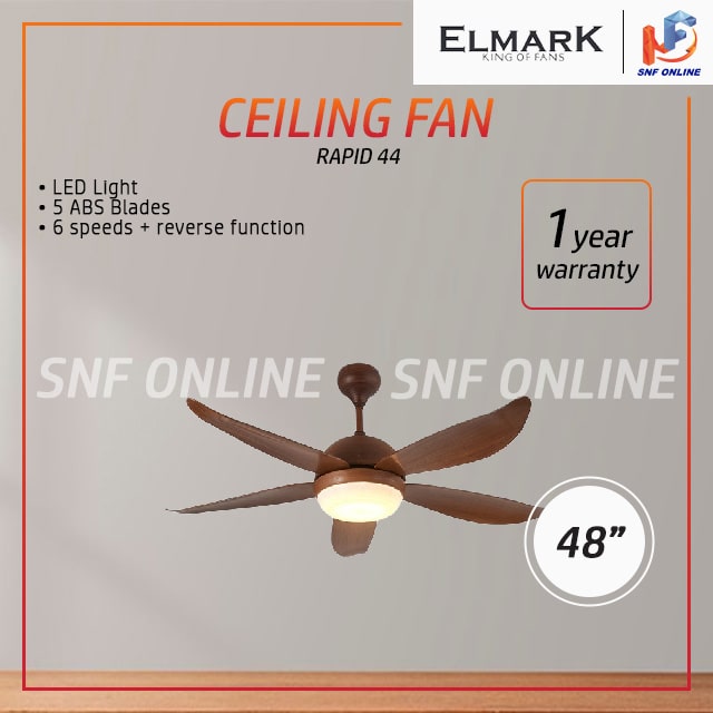 Elmark Rapid 44 DC Motor 5 Blade Ceiling Fan 48’’ With Remote 3 Tone 24W LED Lamp ELMARKRAPID-KOA