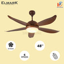 Elmark Rapid 44 DC Motor 5 Blade Ceiling Fan 48’’ With Remote 3 Tone 24W LED Lamp ELMARKRAPID-KOA