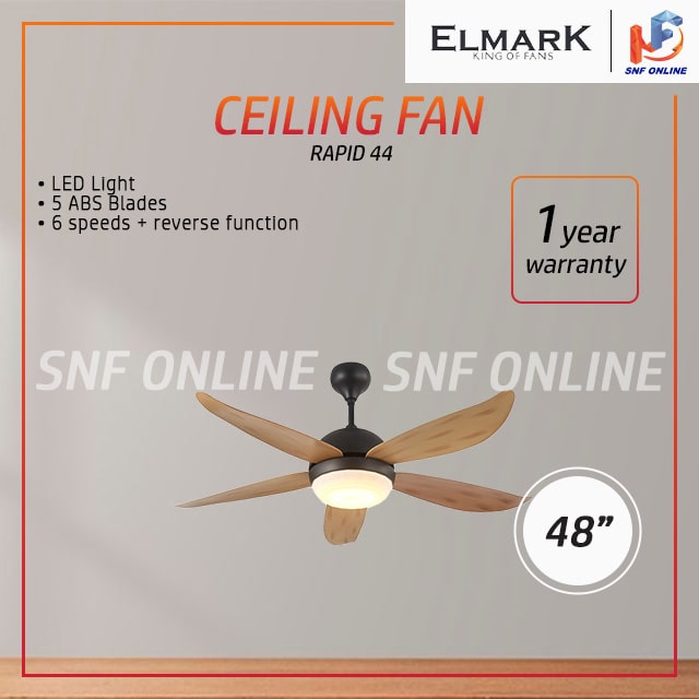 Elmark Rapid 44 DC Motor 5 Blade Ceiling Fan 48’’ With Remote 3 Tone 24W LED Lamp ELMARKRAPID-PINE