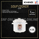 Khind 4.0L Soup Cooker with 9 Cooking Functions SC399