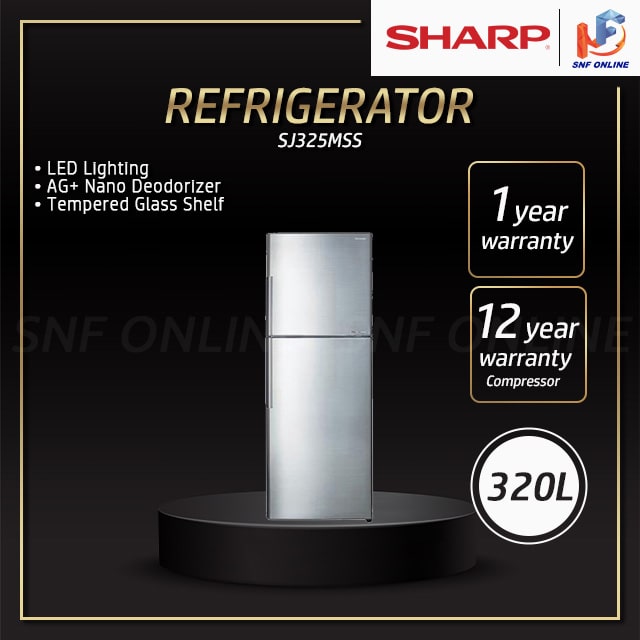 Sharp 320L Fridge Refrigerator Peti Sejuk 2 Pintu  SJ325MSS