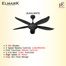 ELMARK Ceiling Fan With Remote Control (52") SPITFIRE 246-MC / ELMARK-KL101 (Midnight Caramel) / (56") SUPER123 (MBK+MC)