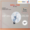 Pentec kipas Dinding 18’’ Wall Fan 5 Blade With Remote Control  TAC-1822 TAC1822