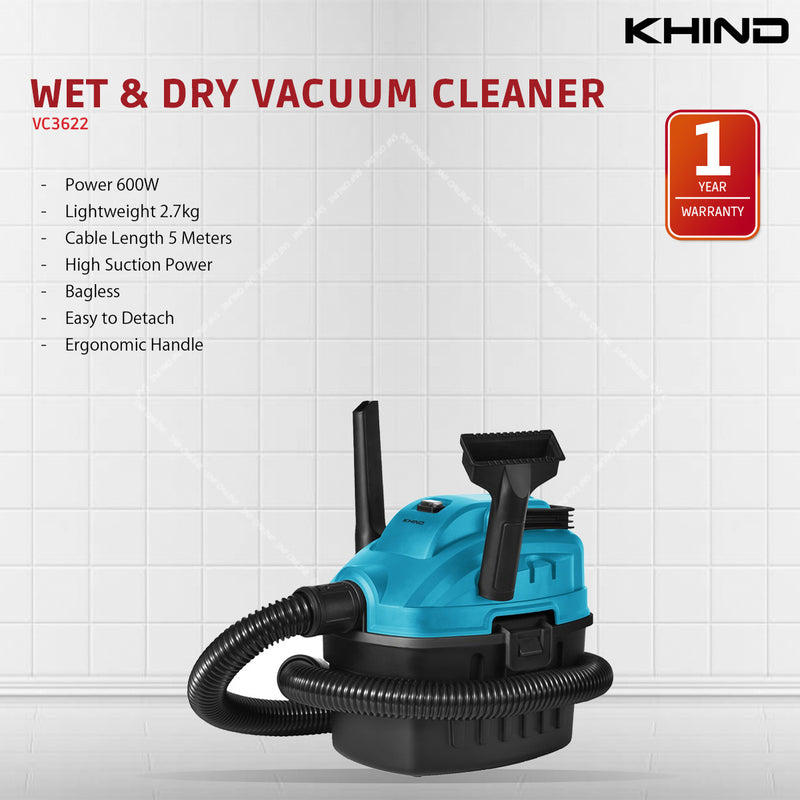 Khind Wet & Dry Vacuum Cleaner VC3622