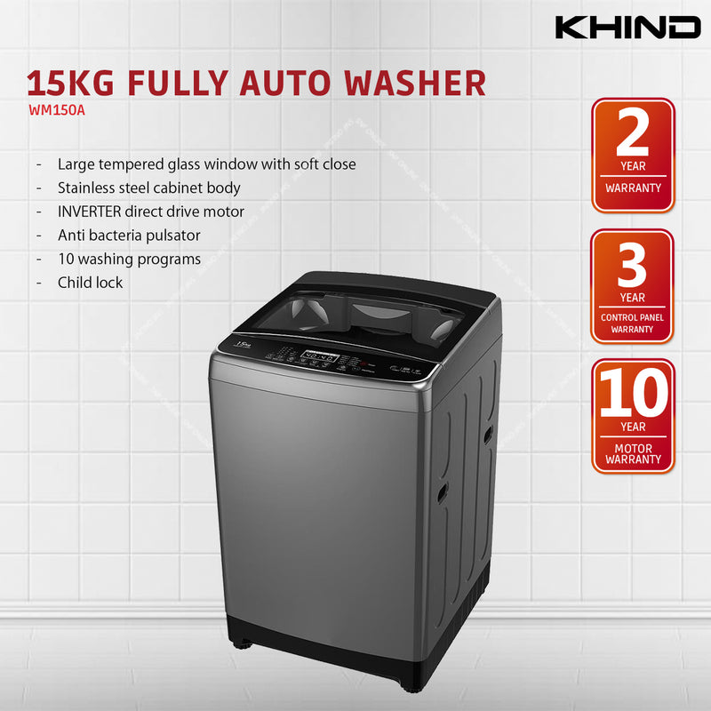Khind 15KG Inverter Fully Auto Washing Machine WM150A