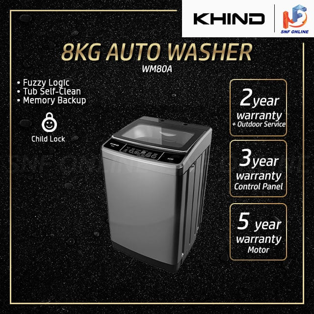 Khind 8kg Fully Auto Washing Machine Washer mesin basuh WM80A Replacement WM818A