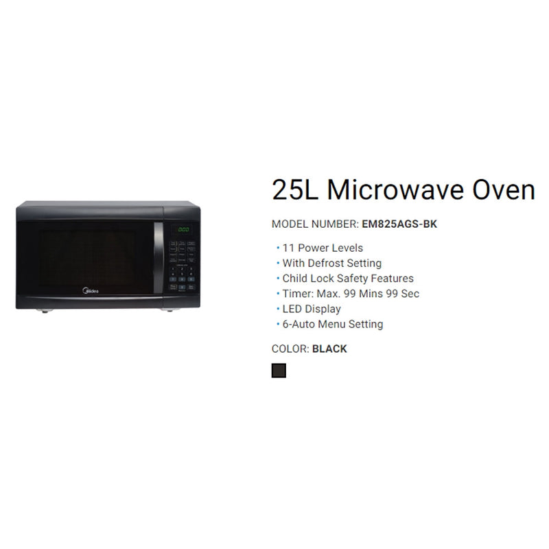 Midea 25L Microwave Oven EM825AGS-BK