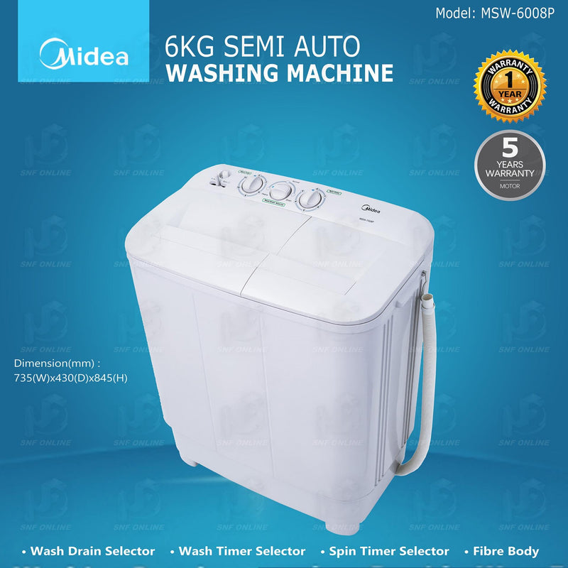 Midea 6Kg Semi auto Washing Machine MSW-6008P