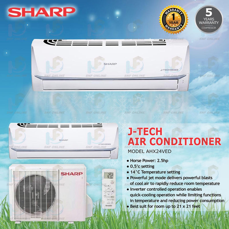 Sharp Inverter J-Tech Air conditioner 2.5HP AHX24VED R32