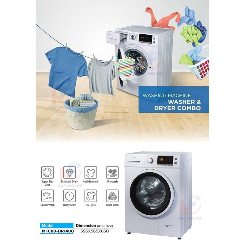 Midea 2 In 1 Front Load Washer Dryer MFC80-DR1400