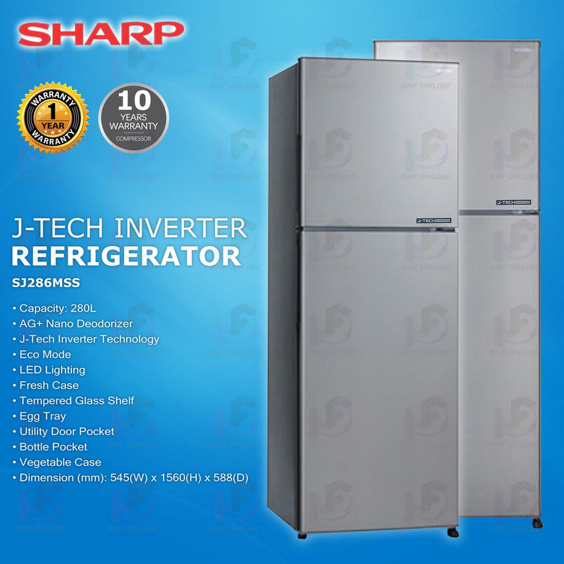 Sharp Inverter Fridge Refrigerator 280L SJ286MSS