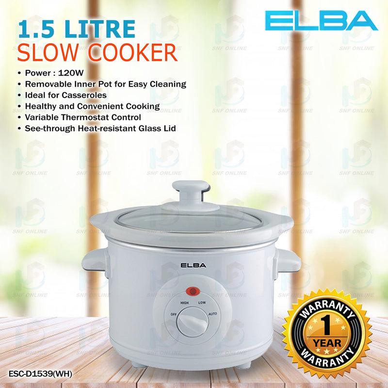 Elba Slow Cooker 1.5L ESC-D1539(WH) ESC-K1569(WH)