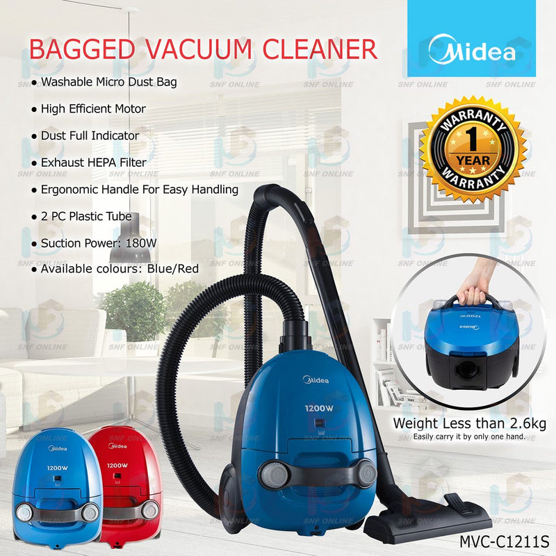Midea Vacuum Cleaner 1200W MVC-C1211S-RD / MVC-C1211S-BL  MVC-C1211S