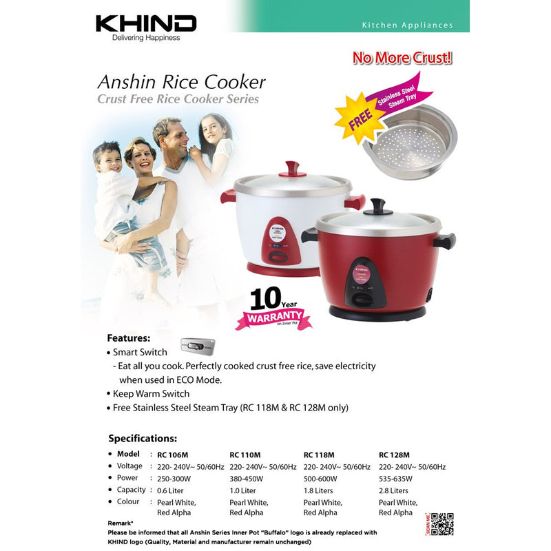 Khind Anshin Rice Cooker 2.8L RC128M