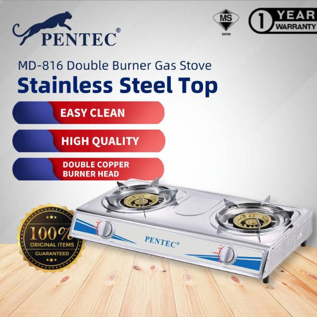 Pentec Double Burner Stainless steel Gas Stove MD-816 MD816