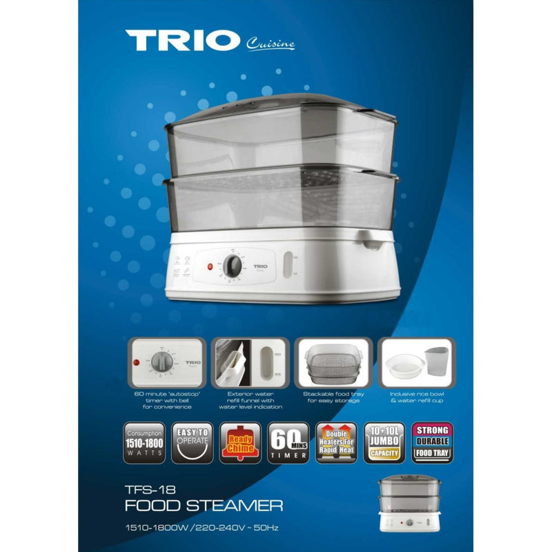 Trio Food Steamer 2 Tier 10L TFS18 TFS-18 Pengukus Makanan
