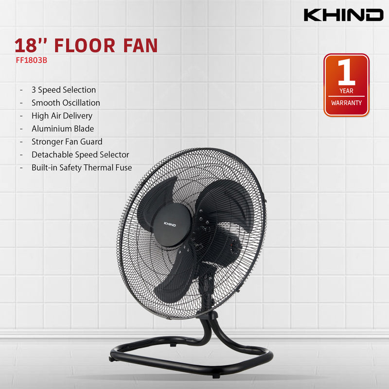 Khind 18’’ Industrial Floor Fan Aluminium Blade FF1803B