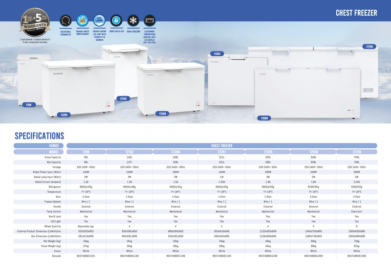 Khind 708L Chest Freezer FZ708
