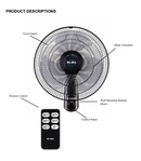 Elba 16’’ Kipas Dinding Wall Fan With Remote Control EWMF-E1646RC(BK) EWMFE1646RC