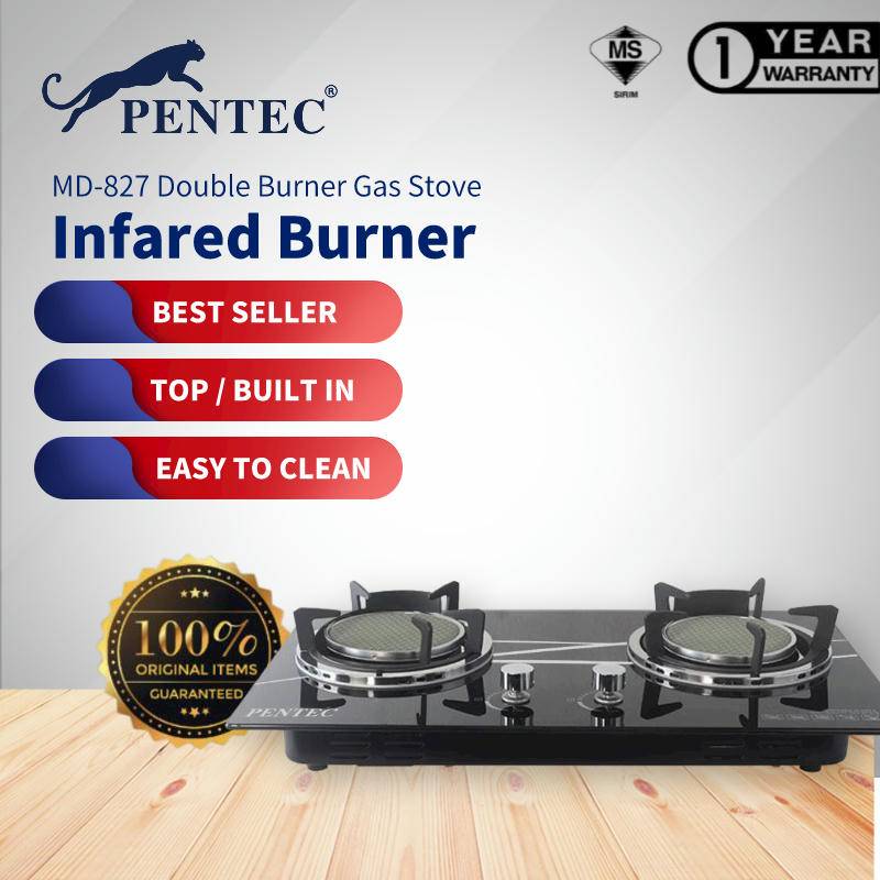 Pentec Infared Burner Stove Tempered Glass Built-In Gas Cooker MD-827 MD827