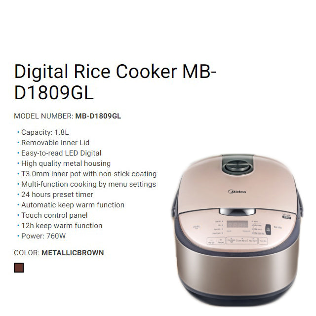 Midea Rice Cooker 1.8L MB-D1809GL