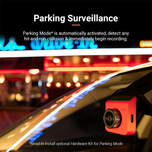 70Mai A400 Car Recorder Dash Cam QHD 1440P Rear Cam Night Vision 145 FOV WDR App Control Smart + 70M-RC09 + 64GB