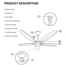 Elba 56'' 5 Speed Regulator Control Ceiling Fan 5 Blades ECF-K5605BK