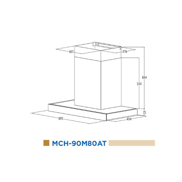 Midea Cooker Hood Auto Clean Steam Wash MCH-90M80AT