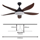 Recavo Ceiling Fan DC Inverter With Remote Control By Deka Blossom 56 LED (Walnut) BLOSSOM-56L