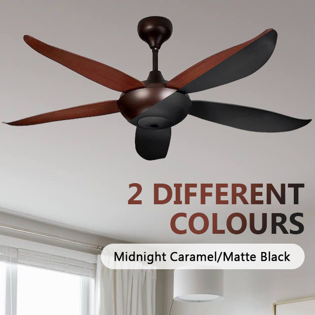 ELMARK 52 Ceiling Fan With Remote Control 5 SPITFIRE 246-MC (Midnight Caramel) / ELMARK-KL101 (Matt Black)