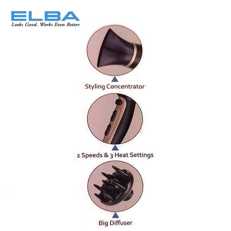 Elba Hair Dryer (1800 - 2200 W) EHD-J2238(CG)