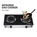 Aiwa Infrared Double Burner Table Top Glass Hob Gas Cooker AGS-1515GIR