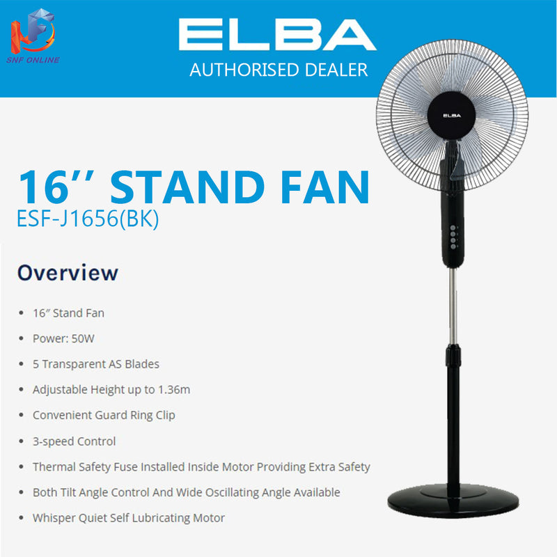 Elba 16'' Stand Fan ESF-J1656(BK)