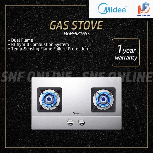 Midea Stainless Steel Built-in Gas Hob with 5.8kW Burners MGH-8216SS MGH8216SS