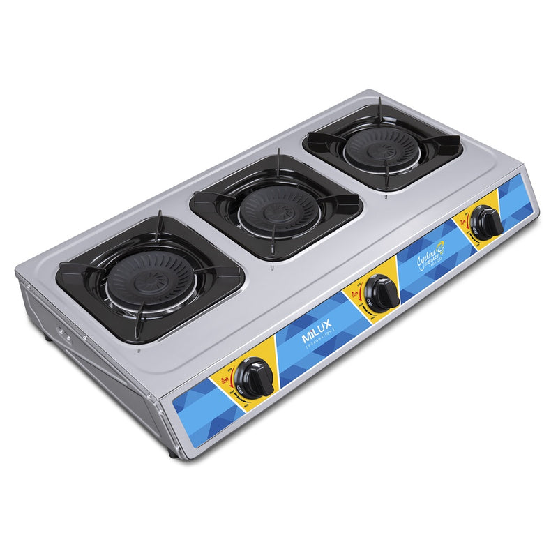 Milux Stainless Steel Gas Stove MSS-1233 (Triple Burner)