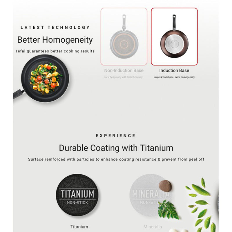 Tefal Cookware Day By Day Wokpan Pan Non-Stick WIth Lid (32cm) G14398 G1439895 (24cm) G14304 (28cm) G14366