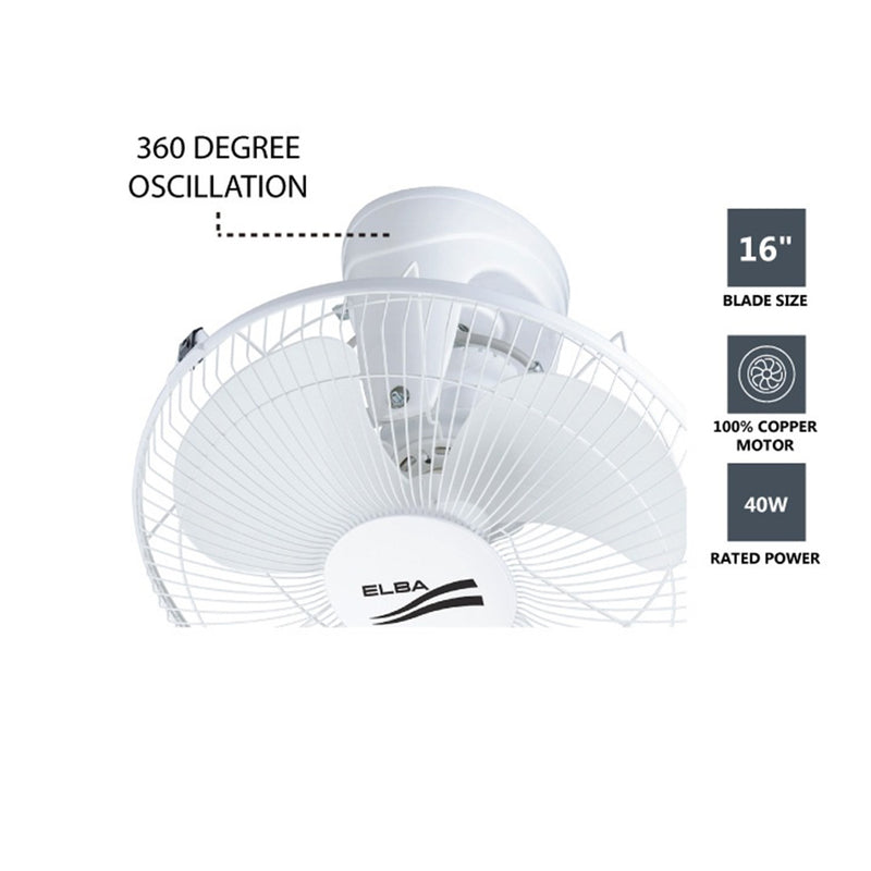 Elba 16 Auto Fan EATF-G1655(WH)