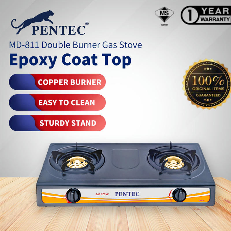 Pentec Double Burner Stainless steel Gas Stove dapur gas MD-811 MD-811M