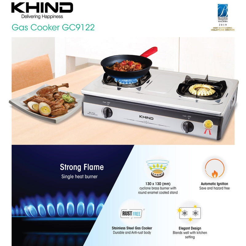 Khind Stainless Steel Gas Cooker GC9122