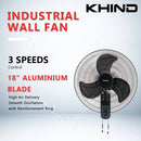 Khind 18 Industrial Wall Fan Aluminum WF1803B