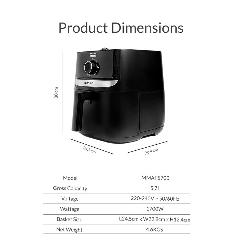 Mayer 5.7L Air Fryer MMAF5700