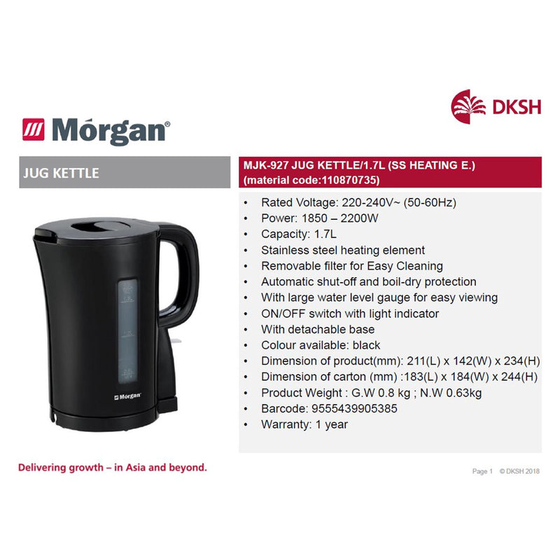 Morgan 1.7L Jug Kettle MJK-927