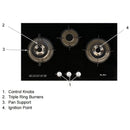 Elba Dapur Gas Kaca 3 Pembakar Triple Burner Tempered Glass Hob EGH-K8843G(BK)
