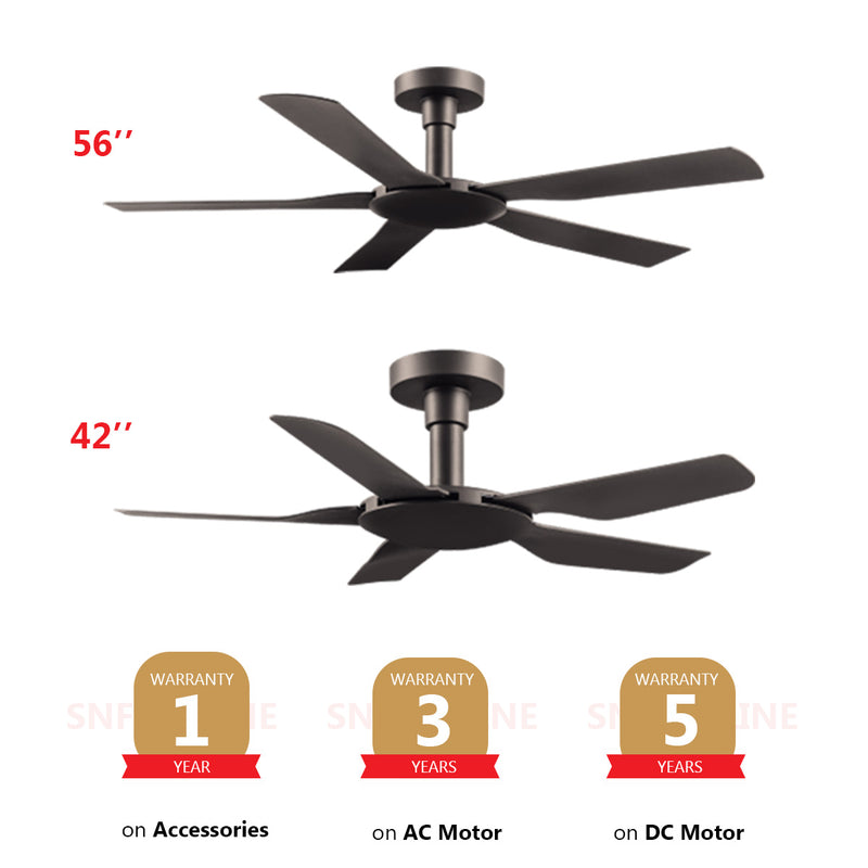Deka Concept 1 Ceiling Fan 5 Blade with Remote Control (56”) CONCEPT1 (42) CONCEPT1 BABY -MAGNESIUM