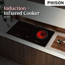 Phison Dapur Memasak 2 Burner 2000W + 2000W Built In Induction & Infrared Cooker Hob PIC-2220