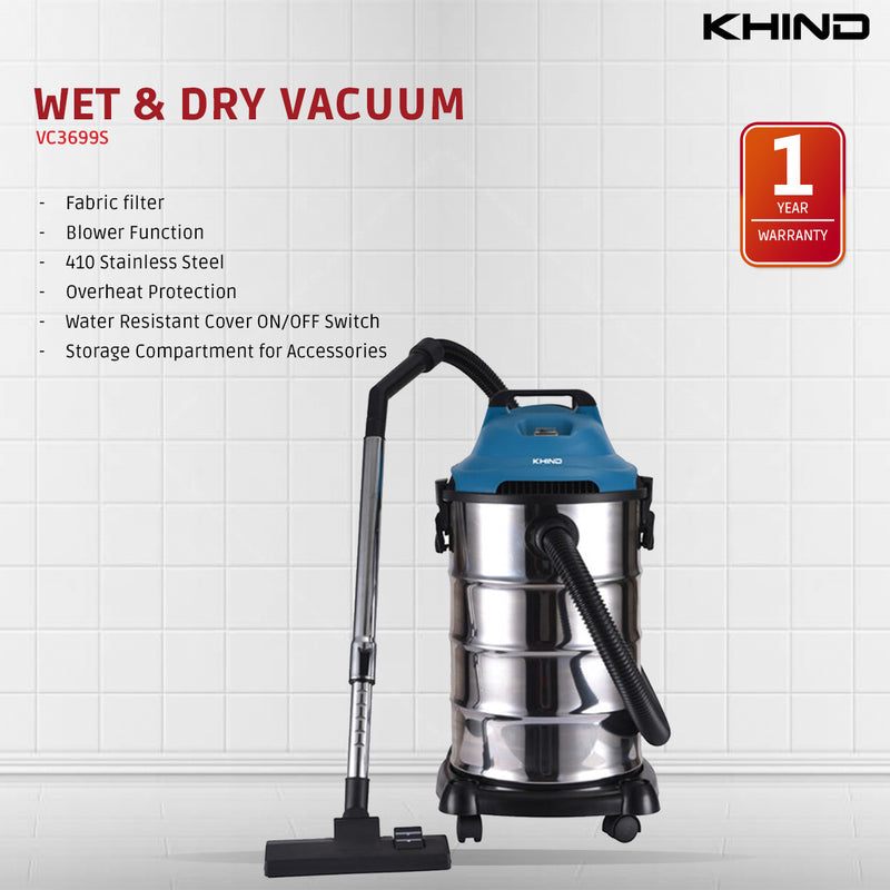 Khind Wet & Dry Vacuum Cleaner VC3699S