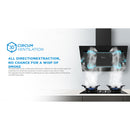 Midea Hod Dapur - Cooker Hood 1400m³/hr Black Slanted Type MCH-90J82