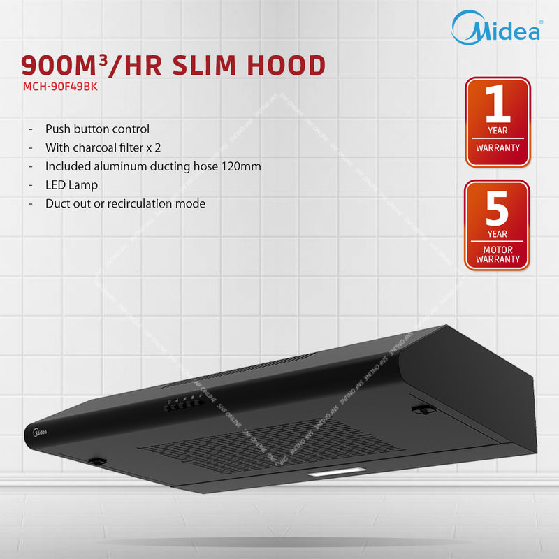 Midea Slim Cooker Hood 90cm MCH-90F49BK