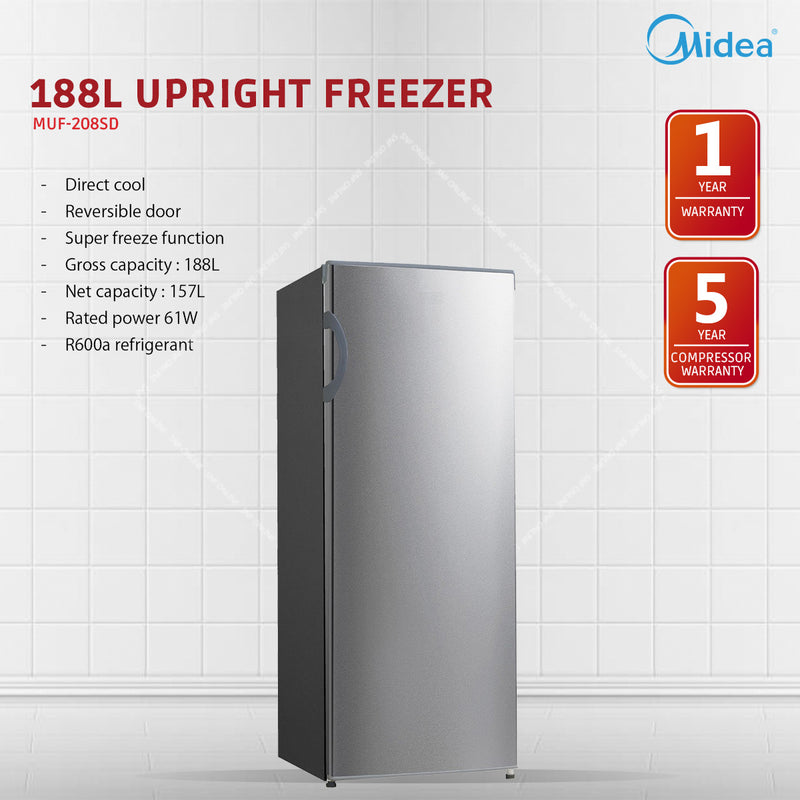 Midea 188L Upright Freezer MUF-208SD