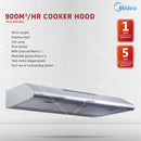 Midea Penyedut Asap Dapur - Slim Cooker Hood 90cm MCH-90F49SS